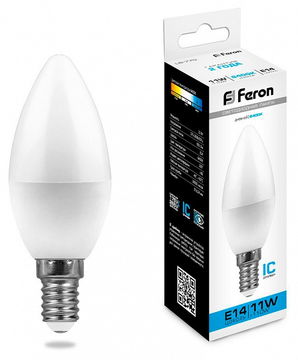 Лампа светодиодная Feron  E14 11Вт 6400K 25943