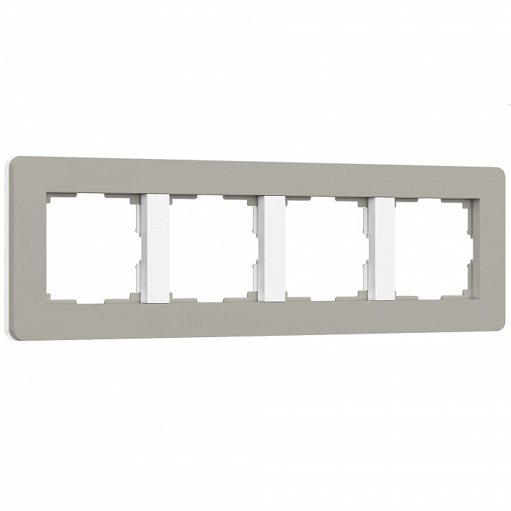 Рамка на 4 поста Werkel Split (дымчатый/белый, soft-touch) W0043067