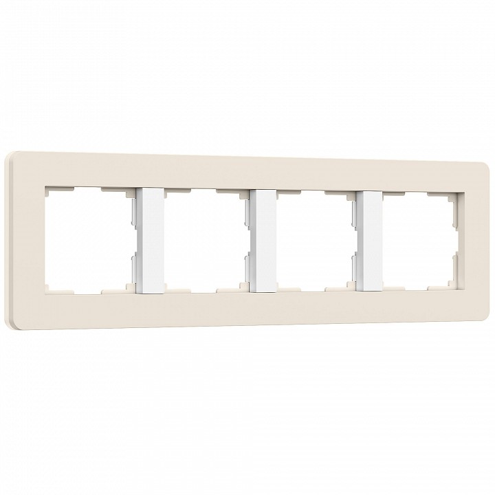 Рамка на 4 поста Werkel Split (айвори/белый, soft-touch) W0043066