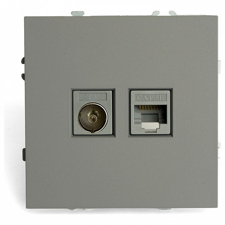 ТВ-розетка и розетка Ethernet RJ-45 без рамки Stekker Эмили 49950