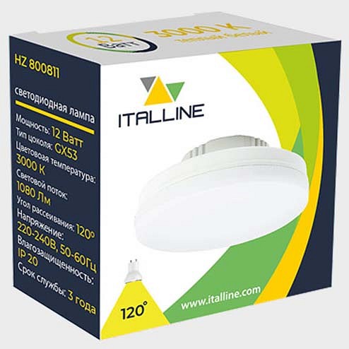 Лампа светодиодная Italline  GX53 12Вт 3000K HZ 800811