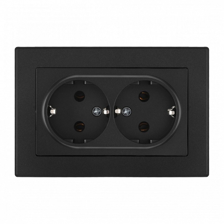 Розетка двойная с заземлением и со шторкой Arte Milano SET06-2 SET06-double-40-2 black