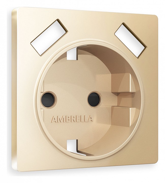 Накладка для розетки с заземлением и со шторками и 2хUSB type A Ambrella Volt ALFA AP6090