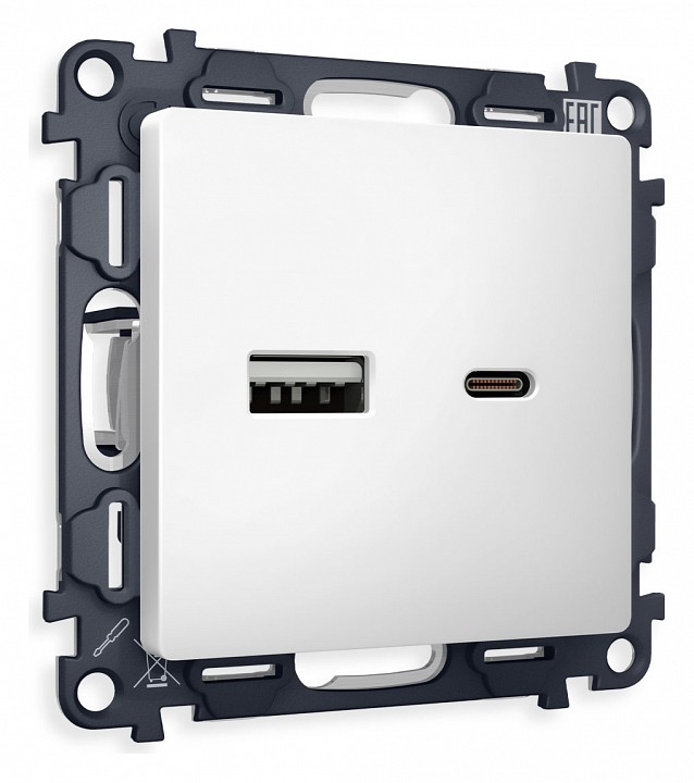 Розетка 2хUSB type A и C без рамки Ambrella Volt ALFA MA131010