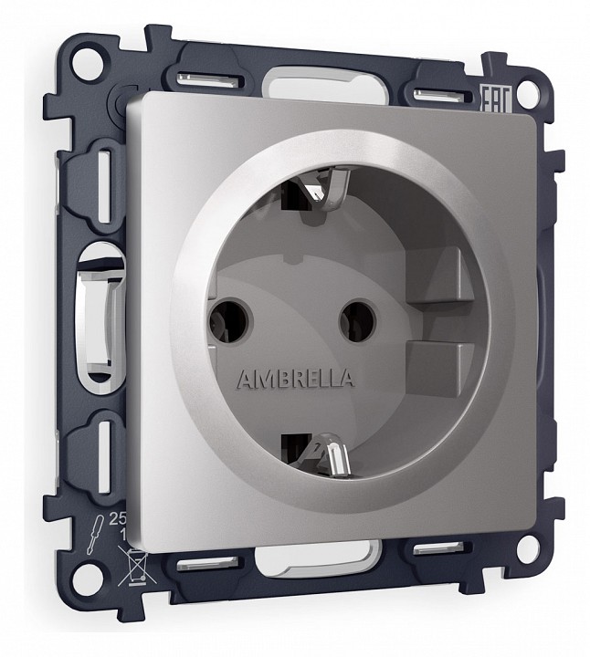 Розетка с заземлением, без рамки Ambrella Volt ALFA MA506010