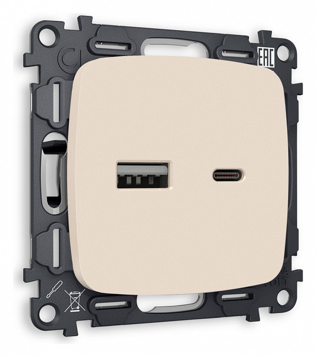 Розетка 2хUSB type A и C без рамки Ambrella Volt OMEGA MO331010