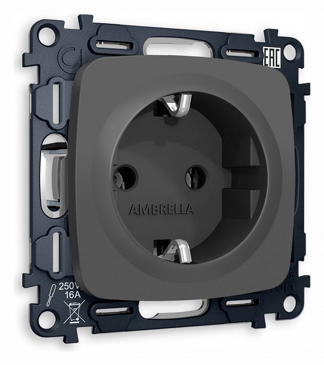 Розетка с заземлением, без рамки Ambrella Volt OMEGA MO906010