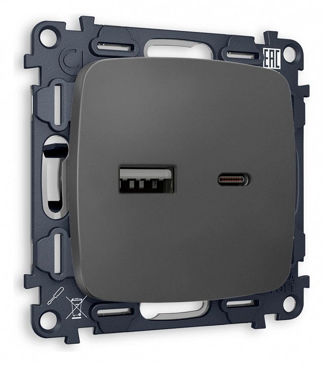 Розетка 2хUSB type A и C без рамки Ambrella Volt OMEGA MO911010
