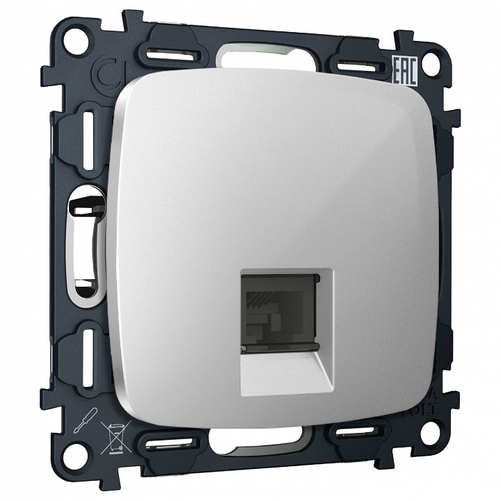 Розетка Ethernet RJ-45 и со шторками, без рамки Ambrella Volt OMEGA MO412005