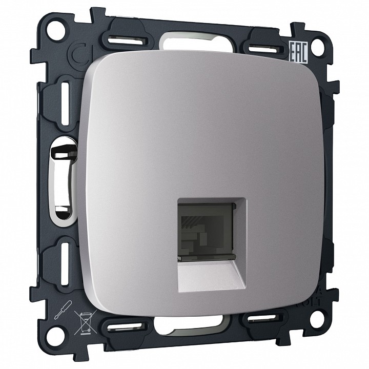 Розетка Ethernet RJ-45 и со шторками, без рамки Ambrella Volt OMEGA MO512005