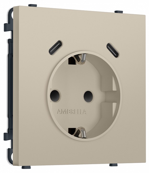 Розетка с заземлением и со шторкой и 2хUSB C, без рамки Ambrella Volt MS MS350510