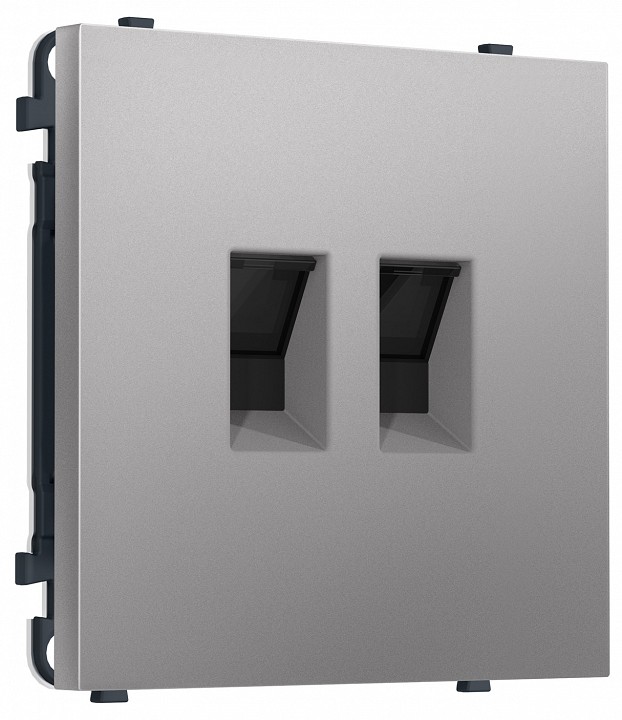 Розетка двойная Ethernet RJ-45 и со шторками, без рамки Ambrella Volt MS MS512110