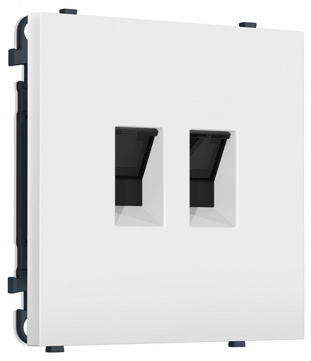 Розетка двойная Ethernet RJ-45 и со шторками, без рамки Ambrella Volt MS MS832110