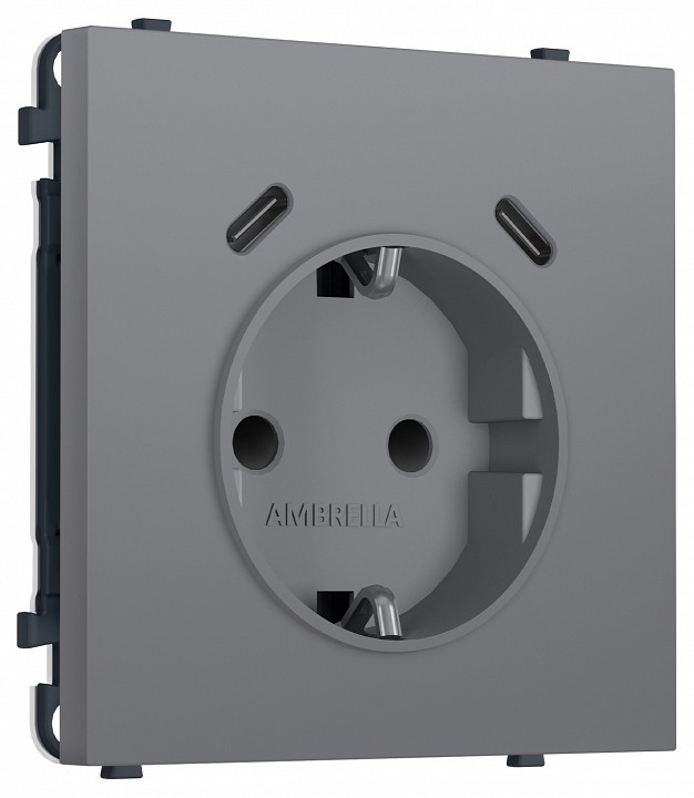 Розетка с заземлением и со шторкой и 2хUSB C, без рамки Ambrella Volt MS MS870510