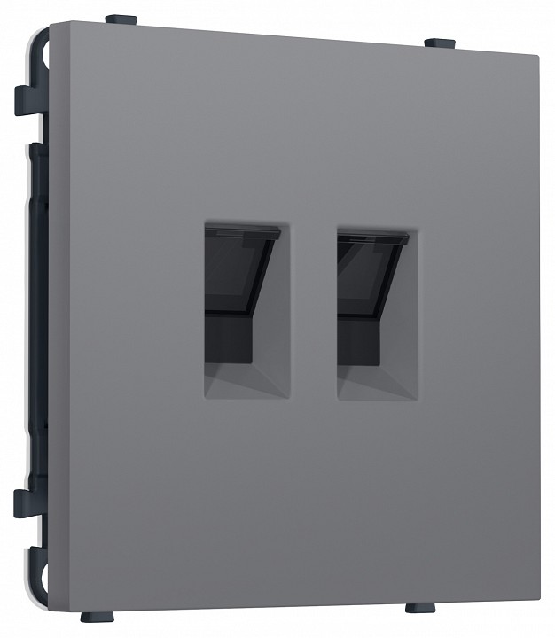 Розетка двойная Ethernet RJ-45 и со шторками, без рамки Ambrella Volt MS MS872110