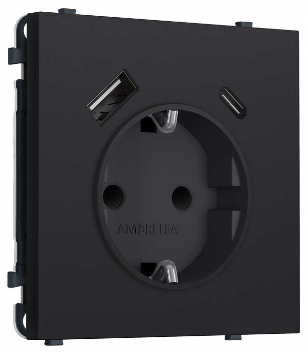 Розетка с заземлением и со шторкой и 2хUSB type A и C, без рамки Ambrella Volt MS MS990010