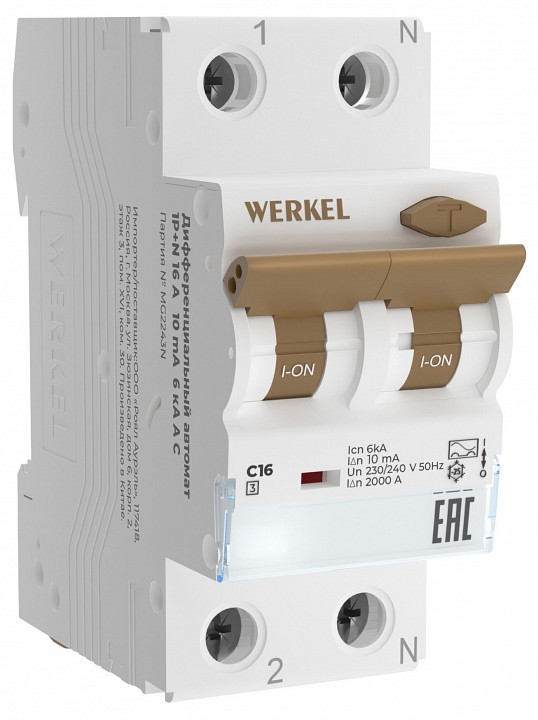Дифференциальный автоматический выключатель 1P Werkel  W922P324
