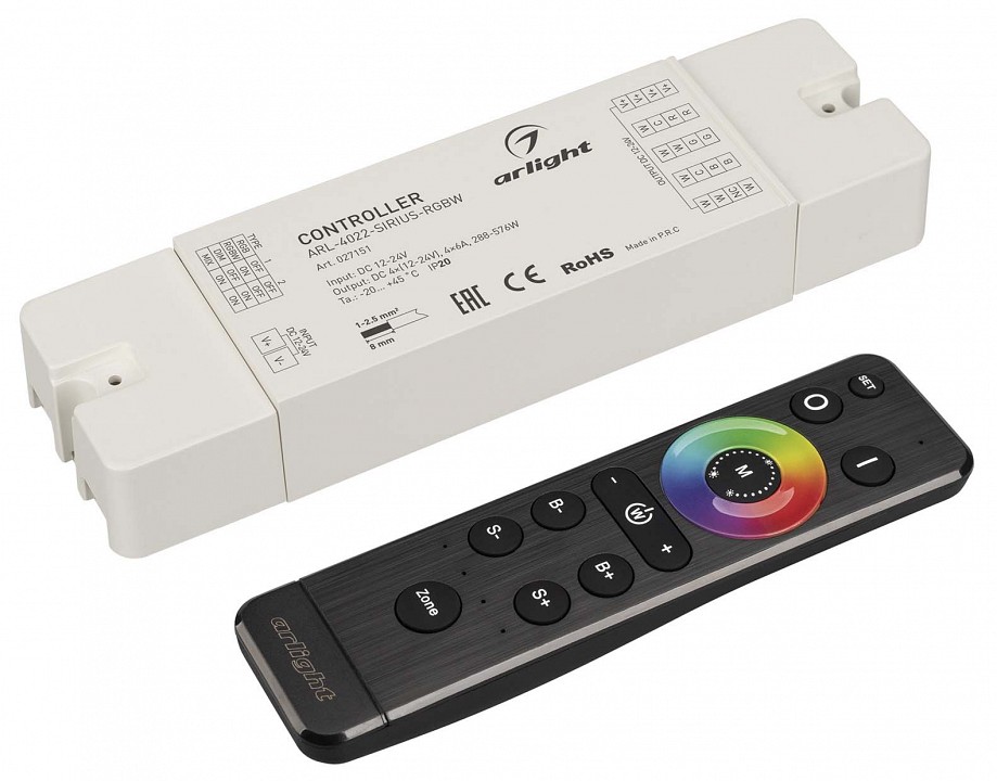 Контроллер-регулятор цвета RGBW с пультом ДУ Arlight SET-PWM 061157