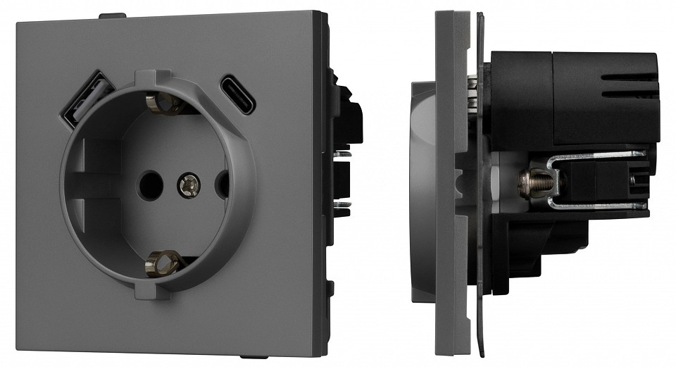 Розетка 2хUSB type A и C без рамки Arlight SCT-TENDO 054609