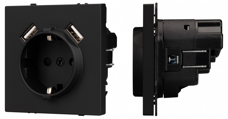 Розетка с заземлением и со шторкой и 2хUSB type A, без рамки Arlight NOBE 054289(1)