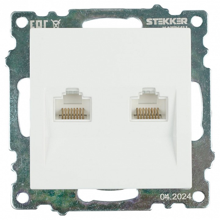 Розетка двойная Ethernet RJ-45 без рамки Stekker Катрин 50003