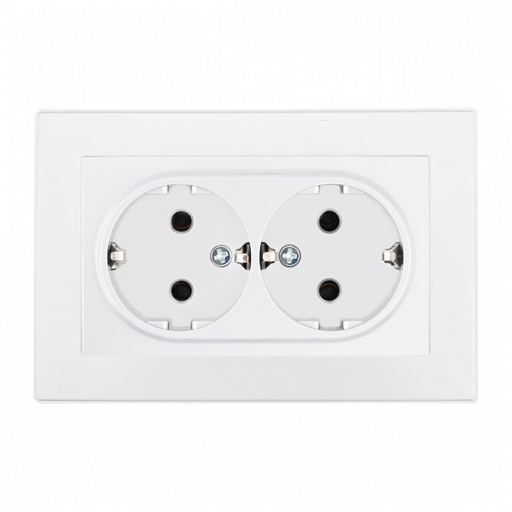 Розетка двойная с заземлением и со шторкой Arte Milano SET06-2 SET06-double-40-2 white