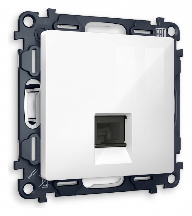 Розетка Ethernet RJ-45 и со шторками, без рамки Ambrella Volt ALFA MA112010