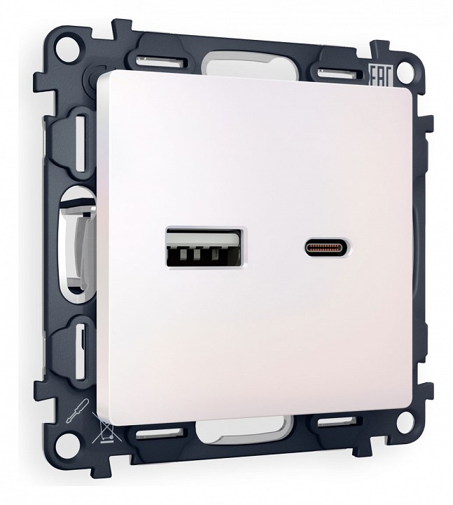 Розетка 2хUSB type A и C без рамки Ambrella Volt ALFA MA211010