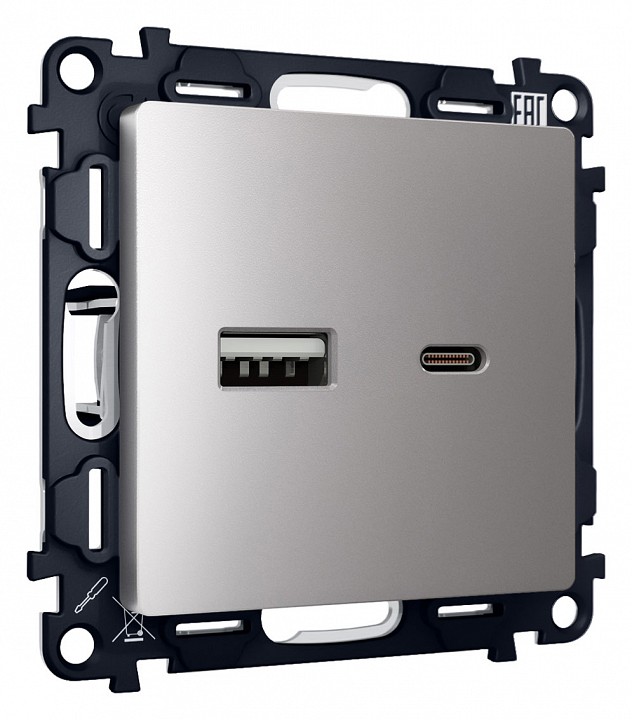 Розетка 2хUSB type A и C без рамки Ambrella Volt ALFA MA511010