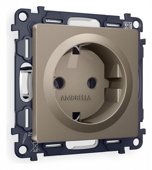 Розетка с заземлением, без рамки Ambrella Volt ALFA MA636010