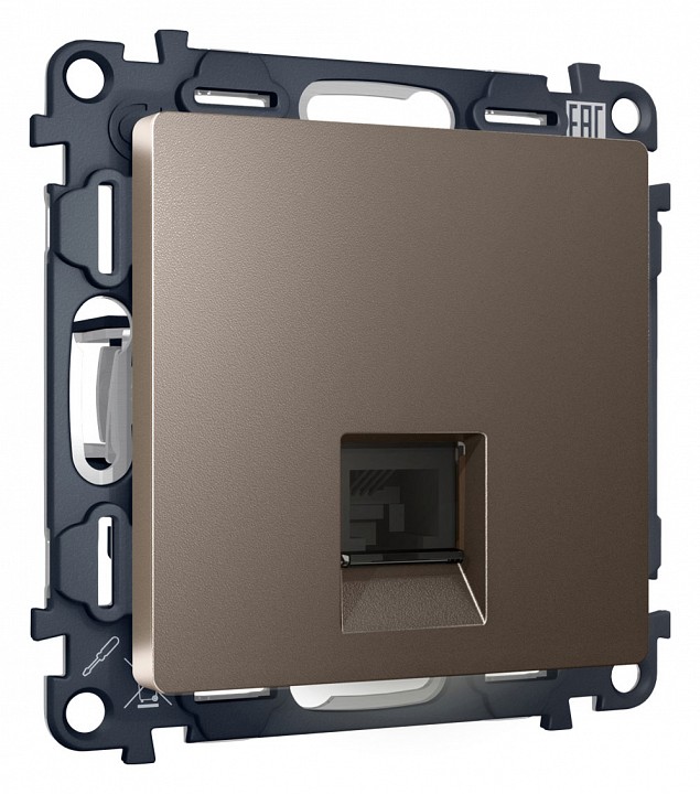 Розетка Ethernet RJ-45 и со шторками, без рамки Ambrella Volt ALFA MA642010
