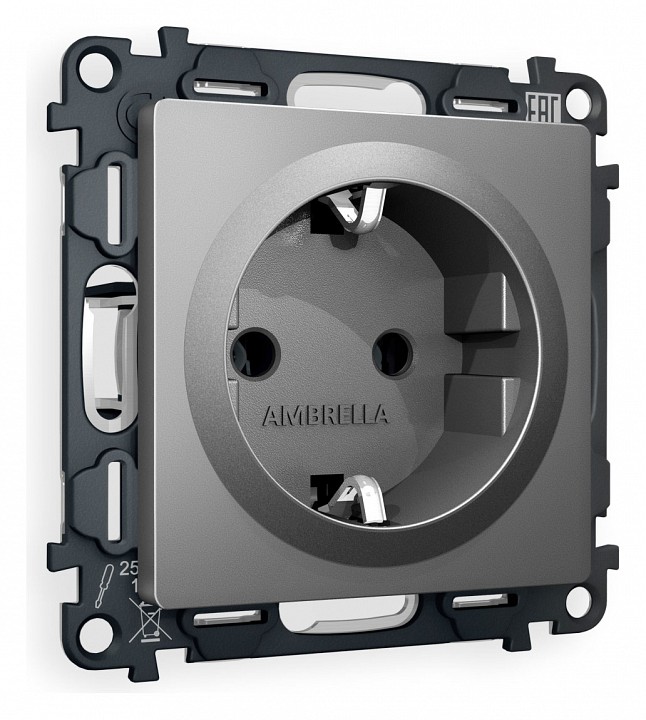 Розетка с заземлением, без рамки Ambrella Volt ALFA MA656010