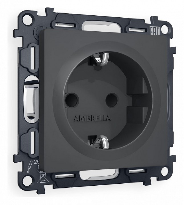 Розетка с заземлением и со шторкой, без рамки Ambrella Volt ALFA MA907010
