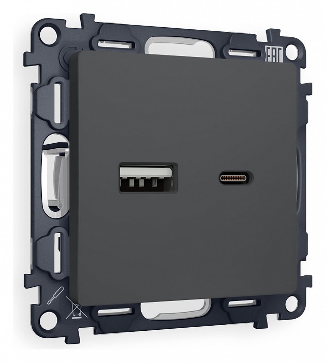 Розетка 2хUSB type A и C без рамки Ambrella Volt ALFA MA911010