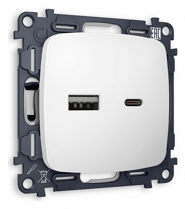 Розетка 2хUSB type A и C без рамки Ambrella Volt OMEGA MO131010