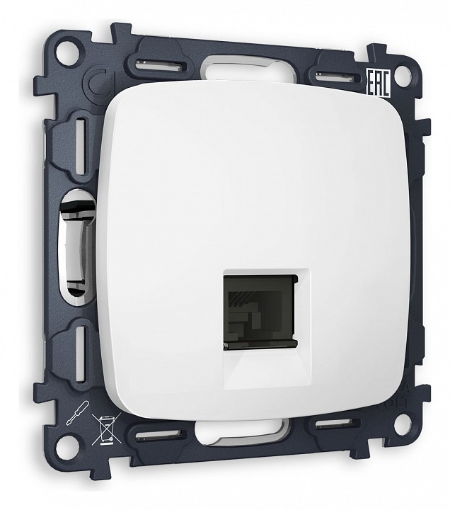 Розетка Ethernet RJ-45 и со шторками, без рамки Ambrella Volt OMEGA MO132010