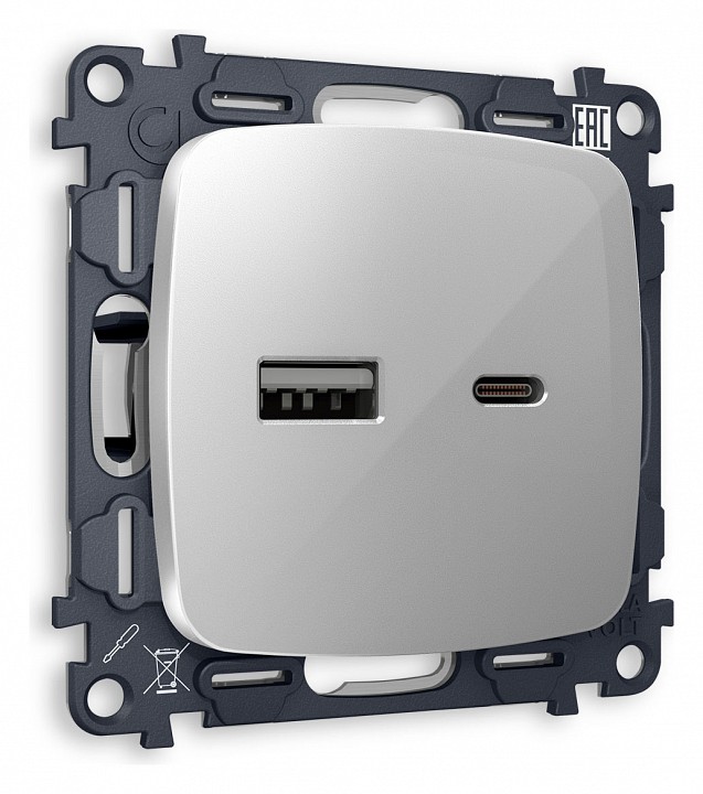 Розетка 2хUSB type A и C без рамки Ambrella Volt OMEGA MO411010