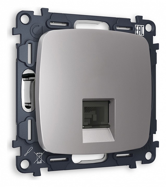 Розетка Ethernet RJ-45 и со шторками, без рамки Ambrella Volt OMEGA MO512010