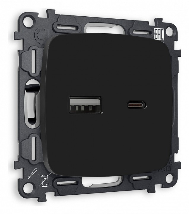 Розетка 2хUSB type A и C без рамки Ambrella Volt OMEGA MO811010