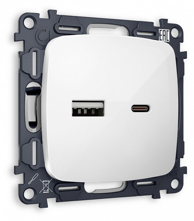 Розетка 2хUSB type A и C без рамки Ambrella Volt OMEGA MO111010