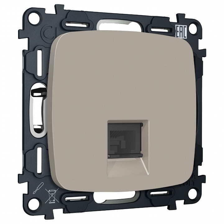 Розетка Ethernet RJ-45 и со шторками, без рамки Ambrella Volt OMEGA MO372005
