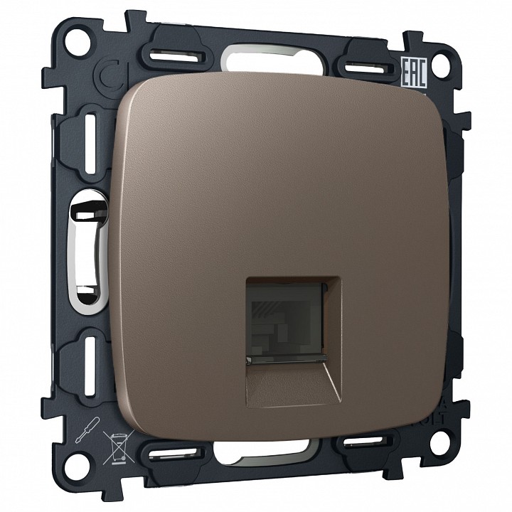 Розетка Ethernet RJ-45 и со шторками, без рамки Ambrella Volt OMEGA MO642005