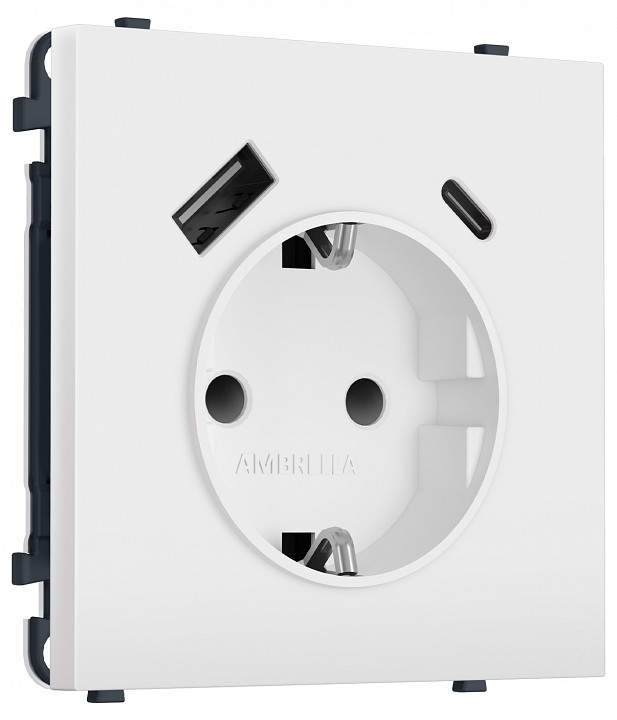 Розетка с заземлением и со шторкой и 2хUSB type A и C, без рамки Ambrella Volt MS MS130010