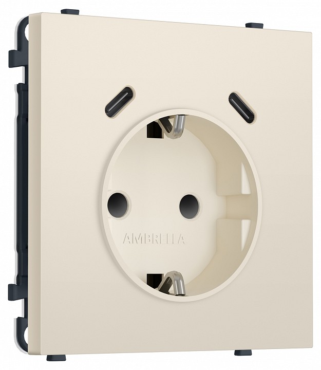 Розетка с заземлением и со шторкой и 2хUSB C, без рамки Ambrella Volt MS MS330510