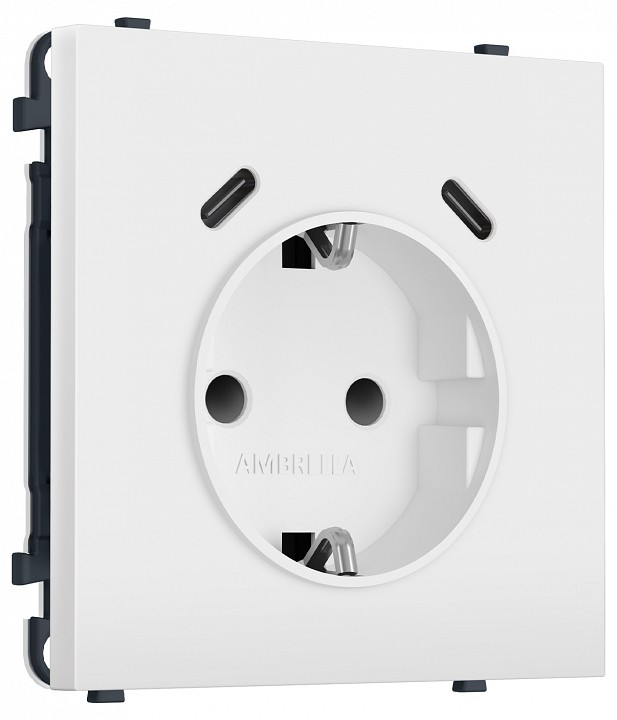 Розетка с заземлением и со шторкой и 2хUSB C, без рамки Ambrella Volt MS MS830510