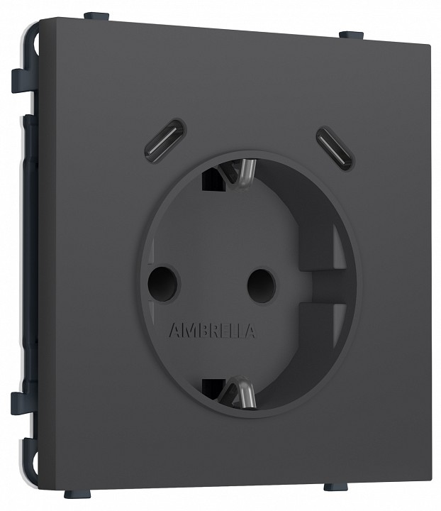 Розетка с заземлением и со шторкой и 2хUSB C, без рамки Ambrella Volt MS MS910510