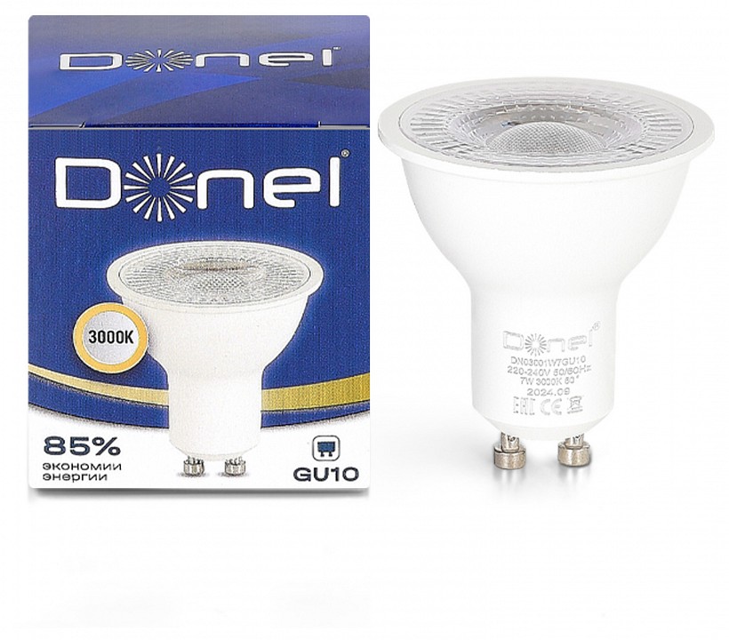 Лампа светодиодная Donel DN03 GU10 7Вт 4000K DN03001N7GU10