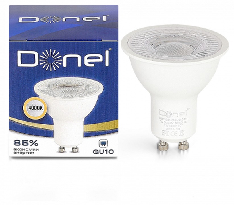 Лампа светодиодная Donel DN03 GU10 7Вт 4000K DN03001N7GU10Dim