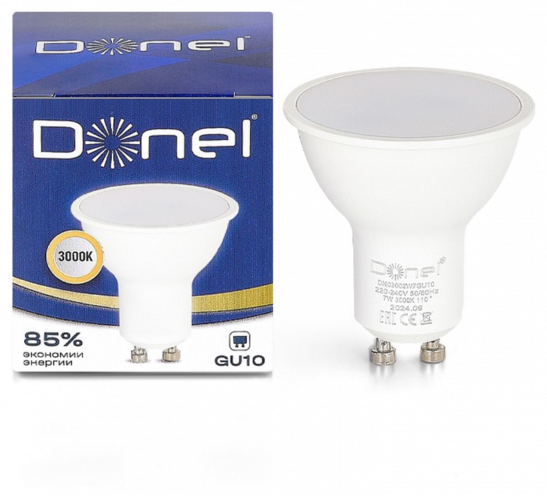 Лампа светодиодная Donel DN03 GU10 7Вт 3000K DN03002W7GU10